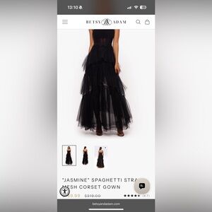 Betsy & Adam Elegant Black Tiered Gown